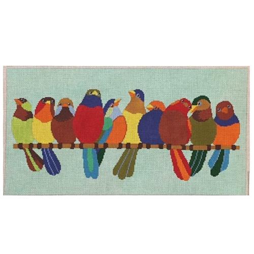 Birds on Wire 13 ct Painted Canvas A Stitch in Time - 1