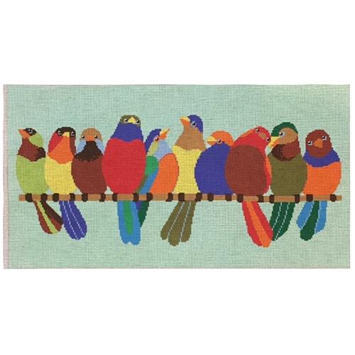 Birds on Wire 18 ct Painted Canvas A Stitch in Time - 1