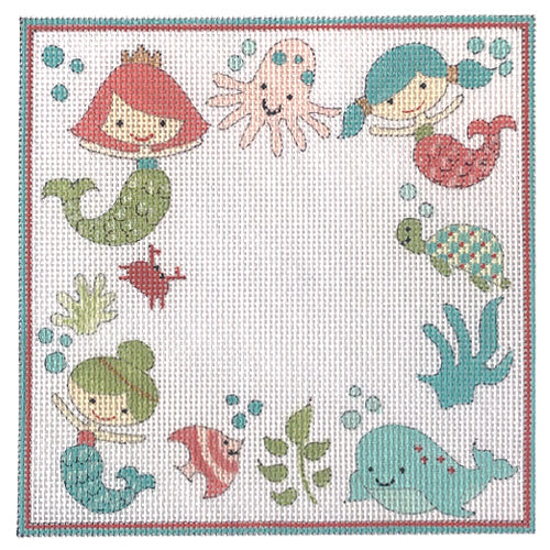 Birth Announcement Mermaids & Sea Creatures Painted Canvas Alice Peterson Company - 1