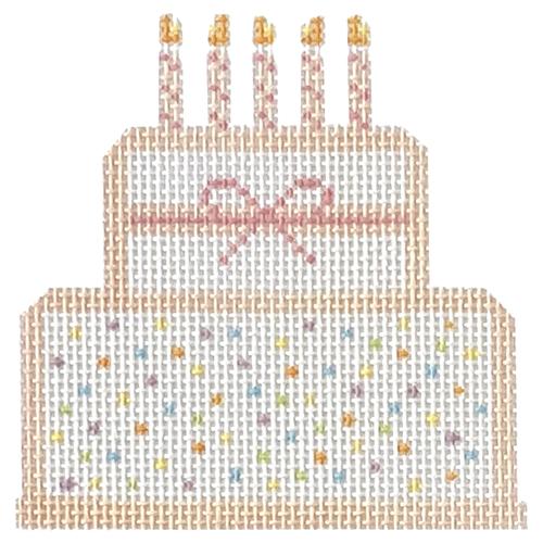 Birthday Cake Pink Painted Canvas Audrey Wu Designs - 1