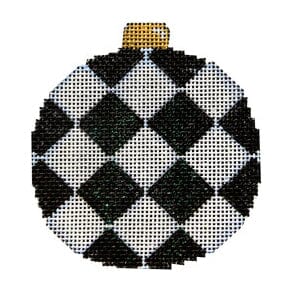 Black Harlequin Ball Ornament Painted Canvas Associated Talents 
