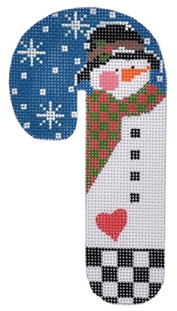 Black Hat Heart Snowman Candy Cane on 18 Painted Canvas Danji Designs - 1