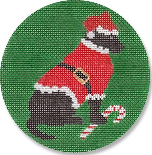 Black Lab Santa Painted Canvas CBK Needlepoint Collections - 1