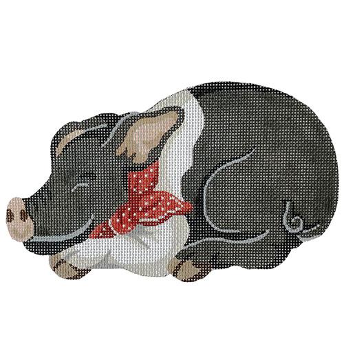Black Pig Ornament Painted Canvas The Colonial Needle Company - 1