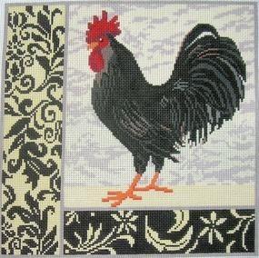 Black Rooster Painted Canvas Birds of a Feather - 1
