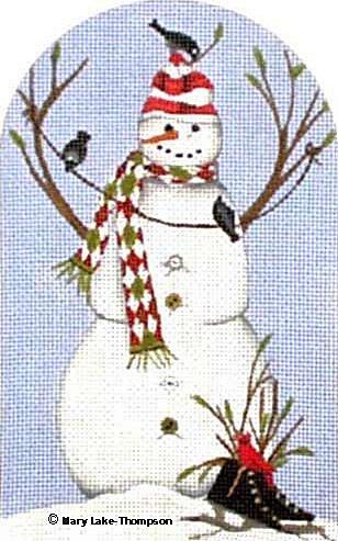 Black Skate Snowman Painted Canvas Mary Lake Thompson