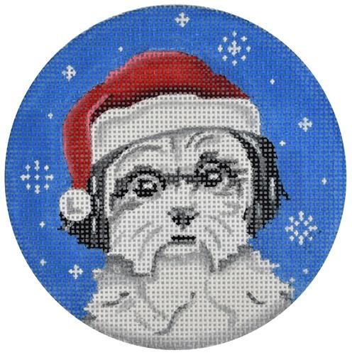 Black / White Shih Tzu Santa Painted Canvas Pepperberry Designs - 1