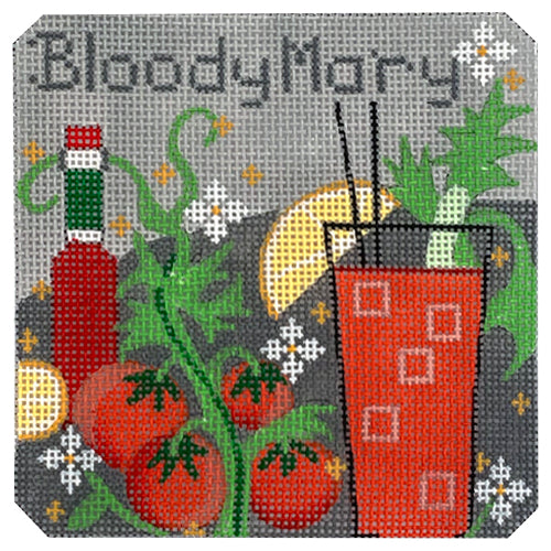 Bloody Mary Cocktail Coaster Painted Canvas Danji Designs - 1