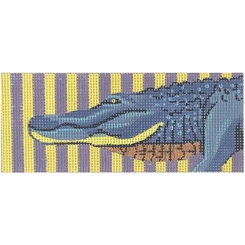 Blue Alligator with Purple/Yellow Background Painted Canvas Colors of Praise - 1