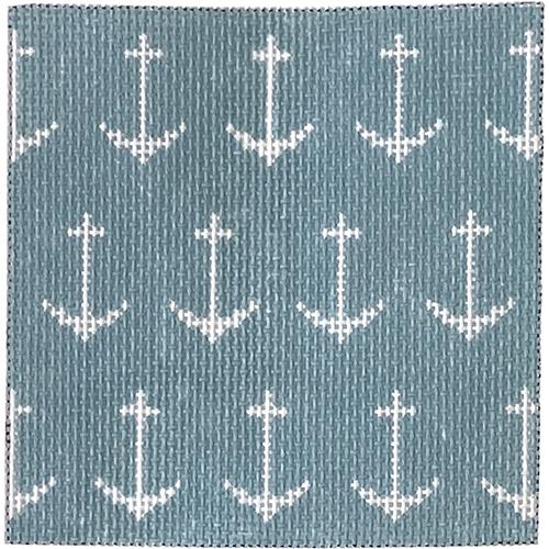 Blue and White Anchors Square Painted Canvas Hello Tess - 1