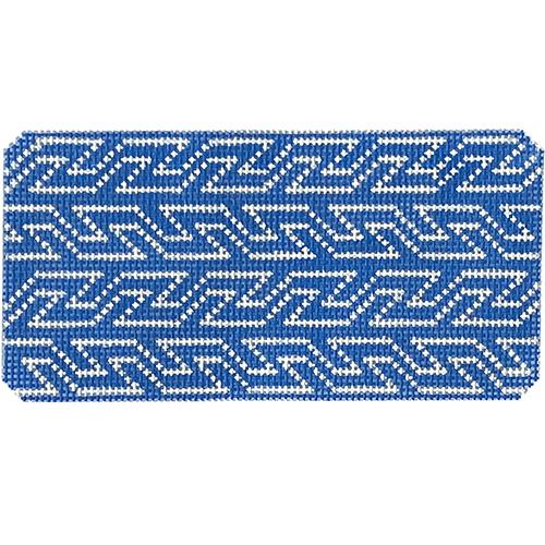 Blue and White Geometric Sunglass Case Painted Canvas Hello Tess
