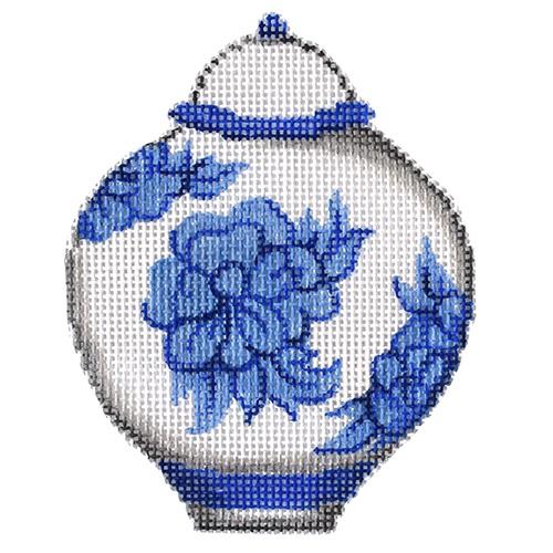 Blue and White Single Pot Painted Canvas Patti Mann - 1