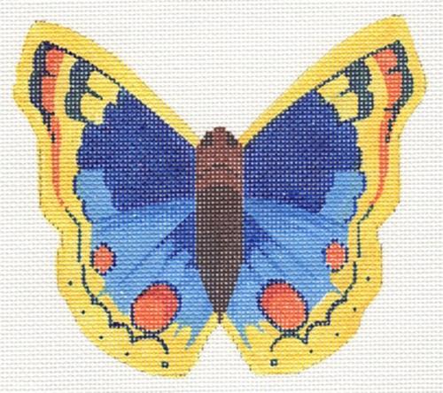 Blue and Yellow Butterfly Painted Canvas Labors of Love Needlepoint - 1