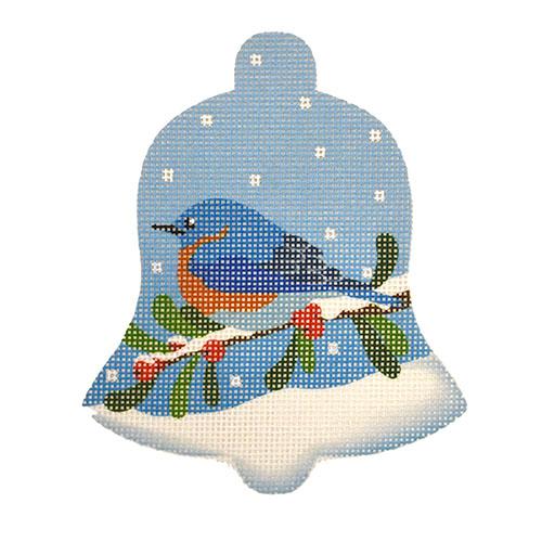 Blue Bird Snow Bell Painted Canvas Pepperberry Designs - 1