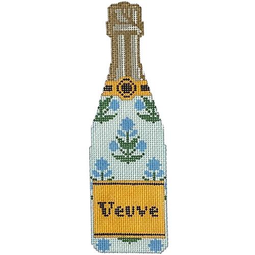 Blue Block Print Champagne Painted Canvas C'ate La Vie - 1
