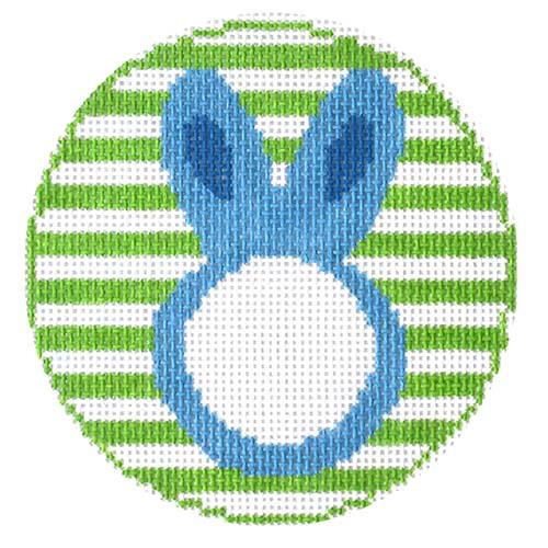 Blue Bunny Round Painted Canvas Rachel Donley - 1