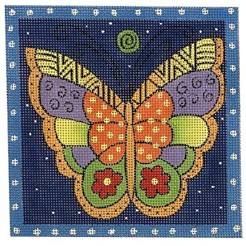 Blue Butterfly Painted Canvas Danji Designs - 1