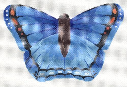 Blue Butterfly Painted Canvas Labors of Love Needlepoint - 1