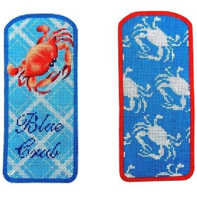 Blue Crab Eyeglasses Case Painted Canvas Kirk & Bradley - 1