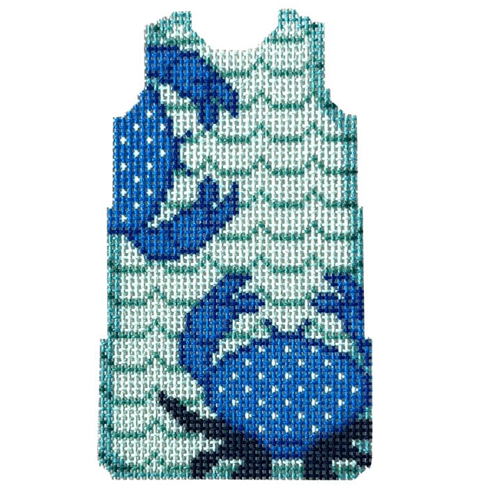 Blue Crab Waves Mini Shift Printed Canvas Needlepoint To Go