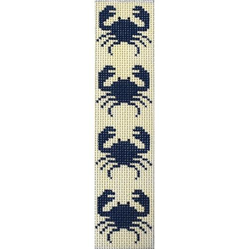 Blue Crabs on Cream Bookmark Painted Canvas J. Child Designs - 1