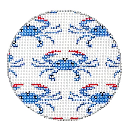 Blue Crabs Ornament LN Painted Canvas Danji Designs - 1