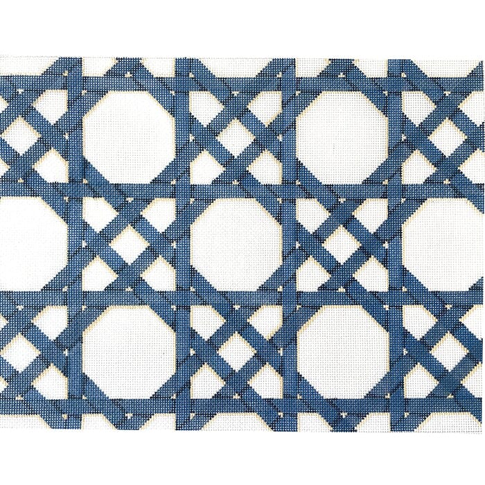 Blue & Cream Caning Pattern Painted Canvas Associated Talents - 1