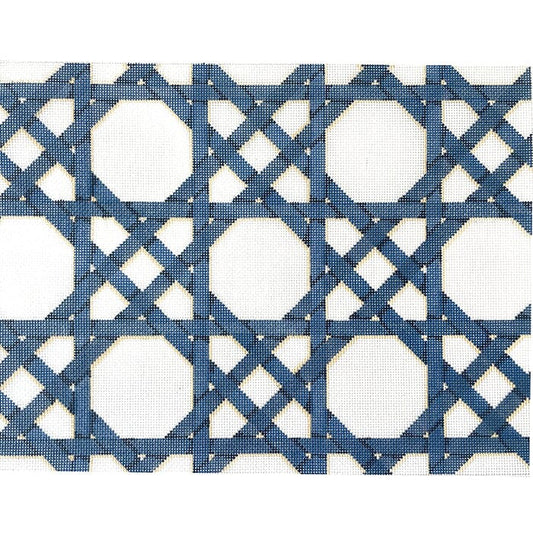 Blue & Cream Caning Pattern Painted Canvas Associated Talents 