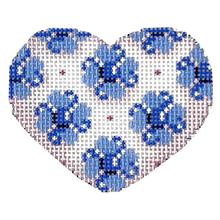 Blue Flowers Mini Heart Painted Canvas Associated Talents