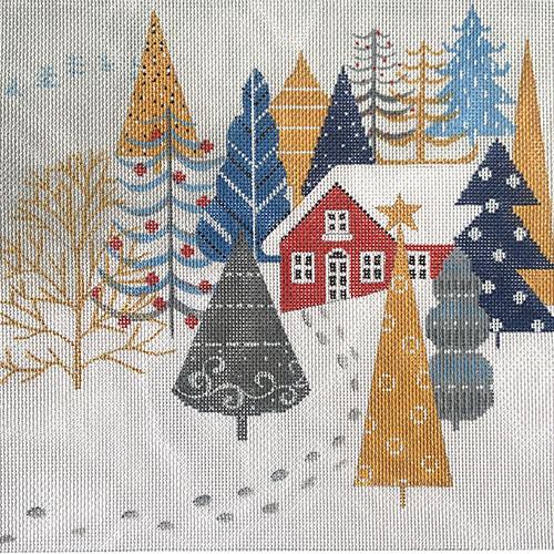 Blue & Gray Winter Outdoor Scene 1 Painted Canvas Alice Peterson Company - 1