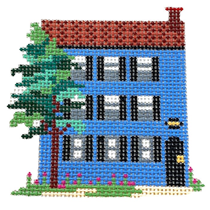 Blue House Painted Canvas Silver Needle - 1
