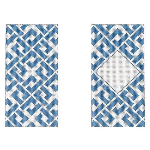 Blue Interlocking Diamonds Painted Canvas The Meredith Collection - 1
