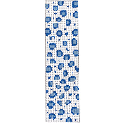 Blue Leopard Eyeglass Case Painted Canvas SilverStitch Needlepoint - 1