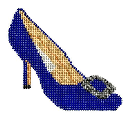 Blue Manolo Heel Painted Canvas Penny Linn Designs