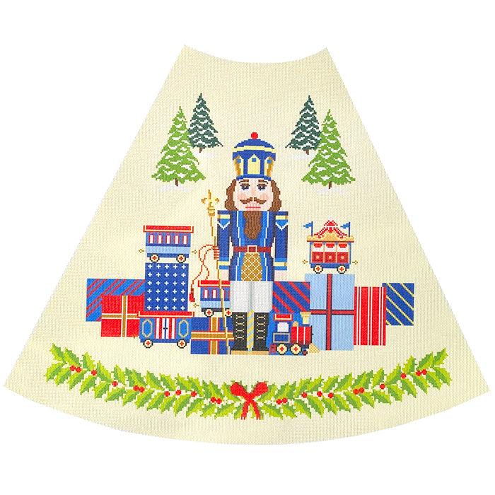Blue Nutcracker Tree Skirt Canvas Printed Canvas Needlepoint To Go