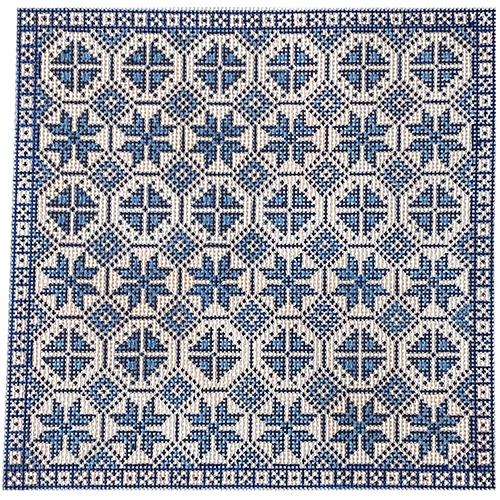 Blue Quilted Geometric Painted Canvas Hello Tess - 1