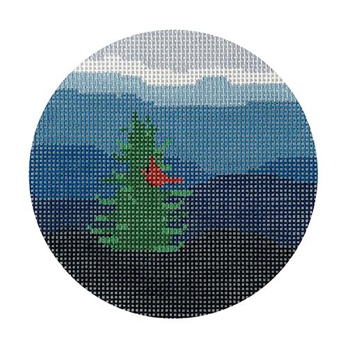 Blue Ridge Cardinal on 18 Painted Canvas Blue Ridge Stitchery - 1