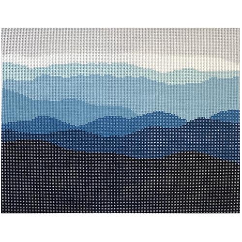Blue Ridge Mountain Range on 13 Painted Canvas Blue Ridge Stitchery