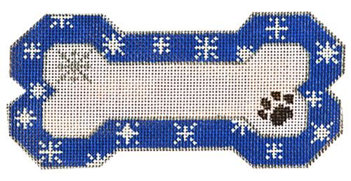 Blue Snowflake Bone Ornament Painted Canvas Danji Designs - 1