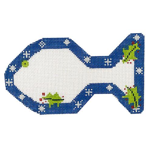 Blue Snowflake Cat Fish Ornament Painted Canvas Danji Designs - 1