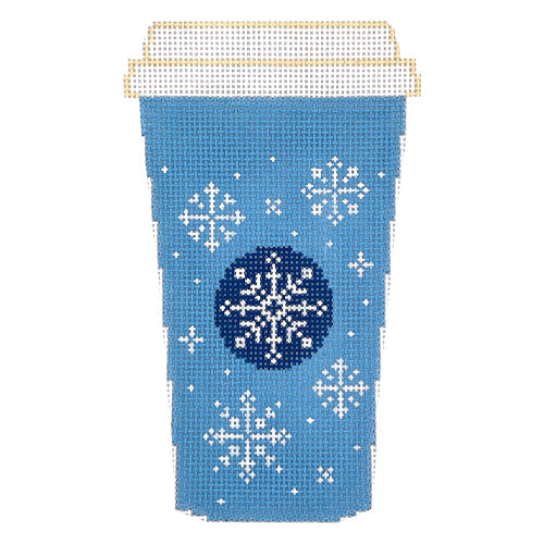 Blue Snowflake Cup Painted Canvas Rachel Donley - 1