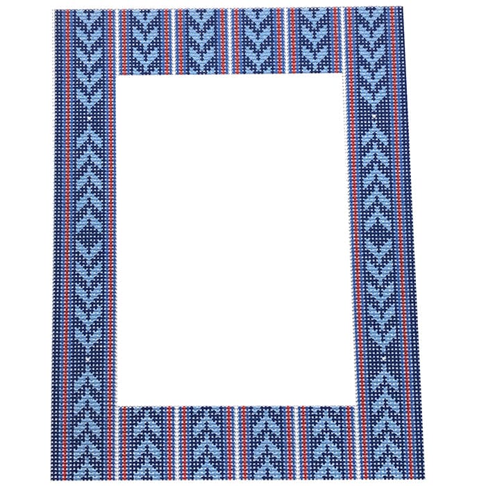 Blue Trellis Frame Painted Canvas Anne Fisher Needlepoint LLC - 1