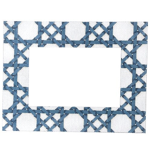 Blue White Caning Pattern Frame Painted Canvas Associated Talents - 1