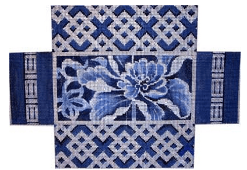 Blue / White Peony Brick Cover Painted Canvas Associated Talents