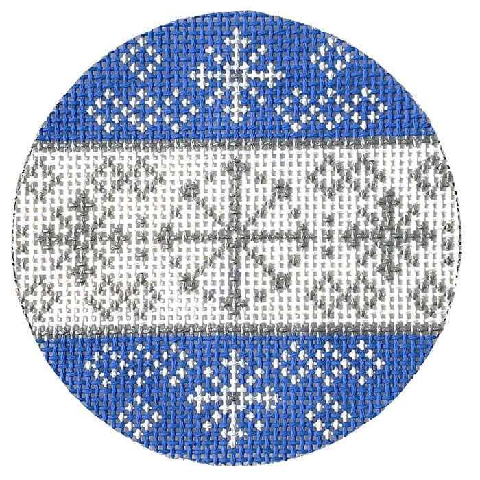 Blue White Silver Ball Painted Canvas CBK Needlepoint Collections - 1