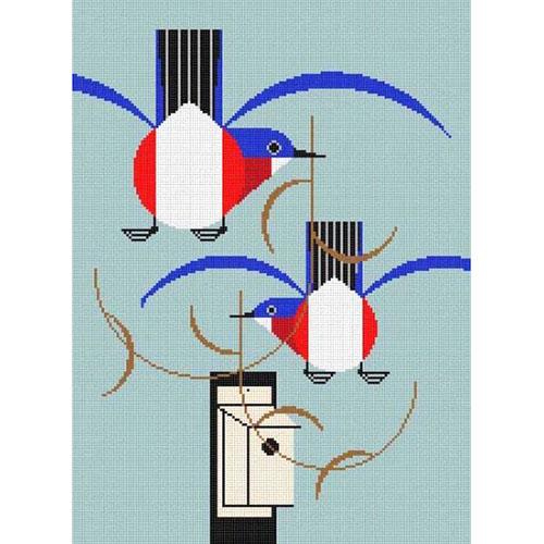 Bluebird Bungalow Painted Canvas Charley Harper - 1