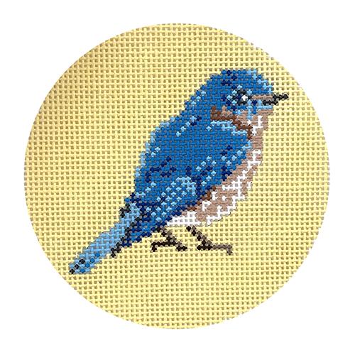 Bluebird on Yellow Painted Canvas Blue Ridge Stitchery - 1