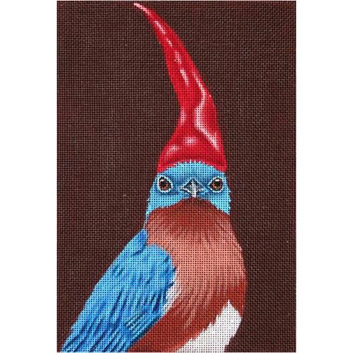 Bluebird with Red Pepper Hat Painted Canvas Melissa Shirley Designs