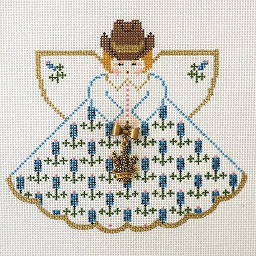 Bluebonnets Angel with Hat Painted Canvas Painted Pony Designs