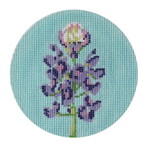 Bluebonnets Round Painted Canvas Atlantic Blue Canvas - 1
